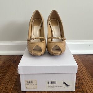 CHRISTIAN DIOR Cannage Buckle Pump in Beige Clair
